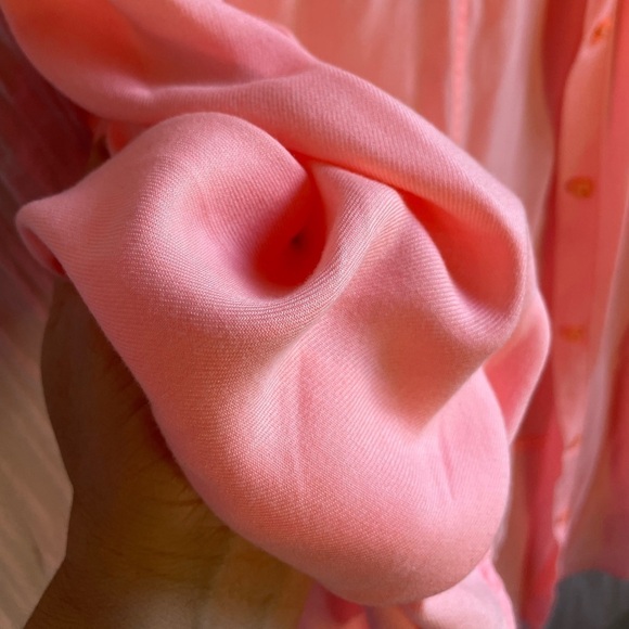 Mossimo Sleeveless Top Neon Pink Salmon Collared Button Down, XL - Picture 5 of 7